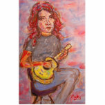 folk girl and ukulele photo sculptures