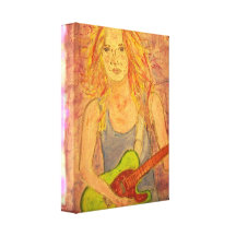 folk rock girl playin' electric gallery wrapped canvas
