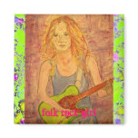 folk rock girl playin' electric drip slogan fridge magnet