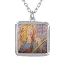 folk rock girl reflections personalized necklace