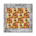 folk singer girl collage silver drip fridge magnet