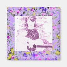 folk singer girl sepia drip fridge magnet