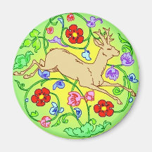 Folkart Deer Buck Running Through a Garden Refrigerator Magnet