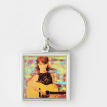 folksinger girl key chains