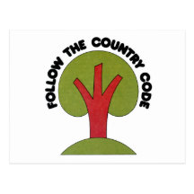 Follow The Country Code Post Cards