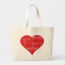 Follow Your Heart - Red and white Canvas Bags