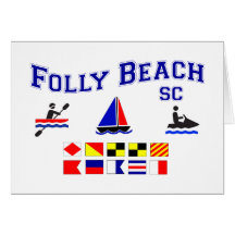 Folly Beach SC Signal Flags Greeting Cards