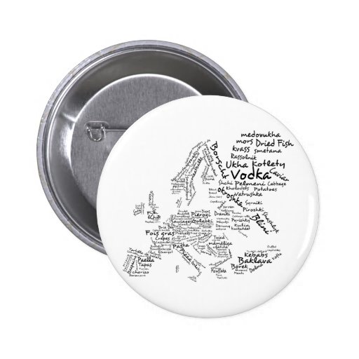 Food Map of Europe Pinback Buttons