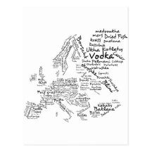 Food Map of Europe Post Cards