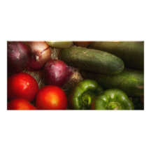 Food - Onions, Tomatoes, Peppers, and Cucumbers Custom Photo Card