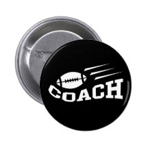 Football coach design - white print pinback buttons