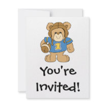 Football Teddy Bear Design Personalised Invitations