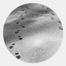 Footprints in Snow Round Sticker