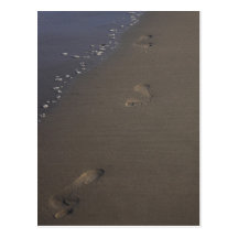 Footprints in the Sand Beach Postcard
