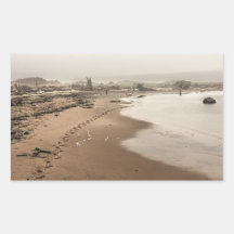 Footprints on a Foggy Beach Sticker