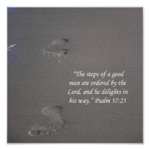 Footprints on Sand Psalms 37:23 Scripture Print Photo