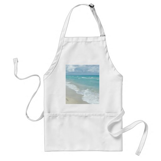 Footprints on White Sandy Beach, Scenic Aqua Blue Aprons