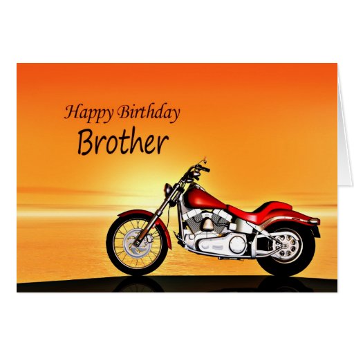 For a Brother, Motorcycle sunset birthday Greeting Card Zazzle