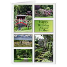 For Brother, a birthday card with garden views