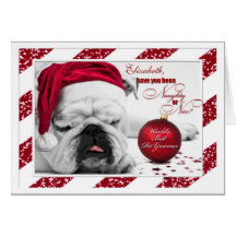 for Dog Groomer at Christmas Bulldog Santa Hat Card