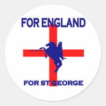 For England For St George Round Stickers