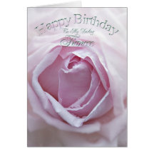 For Fiancee, a Birthday card with a pink rose