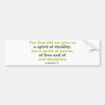 For God did not Give us a Spirit of Timidity Bumper Sticker