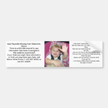 For Missing baby Ayla Bumper Sticker