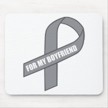 For My Boyfriend (Grey / Silver Awareness Ribbon) Mouse Mat