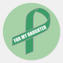 For My Daughter (Green Ribbon) Round Stickers