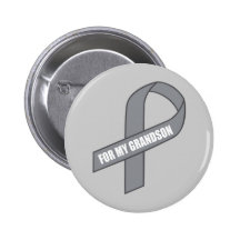 For My Grandson (Grey / Silver Awareness) Pinback Button