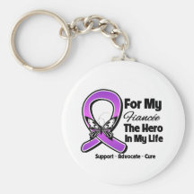For My Hero My Fiancee - Purple Ribbon Awareness Key Chain