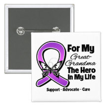 For My Hero My Great-Grandma - Purple Ribbon Aware Pinback Button