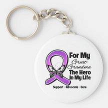 For My Hero My Great-Grandma - Purple Ribbon Aware Keychains
