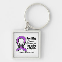 For My Hero My Great-Grandpa - Purple Ribbon Aware Key Chain