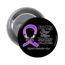 For My Hero My Step-Mum - Purple Ribbon Awareness Buttons