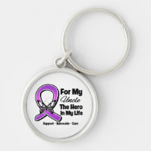 For My Hero My Uncle - Purple Ribbon Awareness Key Chain