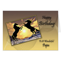 For Papa a Birthday card with rearing horses