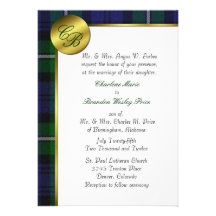 Forbes Plaid Monogram Wedding Invitation