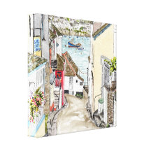 'Fore Street (Polruan)' Stretched Canvas Print