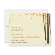 Forest Trees Save The Date Announcement - Orange -