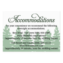 Forest Wedding Accommodation - Reception Cards Business Card Templates