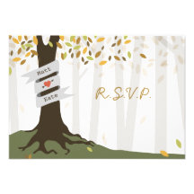Forest / Woodland Fall Autumn Wedding RSVP Announcements
