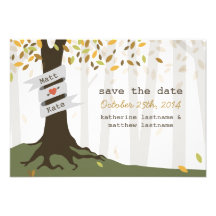 Forest Woodland Wedding Fall Autumn Save The Date Custom Invitations