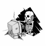 forever skeleton on hold tech support photo sculptures