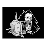 forever skeleton on hold tech support postcards