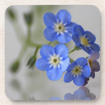 Forget Me Not Blue Flower Cork Coaster
