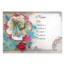 FORGET ME NOTS STORK BABY SHOWER 2 MONOGRAM white Business Card Template