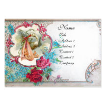 FORGET ME NOTS STORK BABY SHOWER 2 MONOGRAM white Business Cards