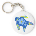 Forgetmenot flower sea turtle key chain keychains
